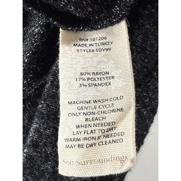 Soft Surroundings Womens 2X Black Heathered V-Neck Long Sleeve Sweater - Picture 6 of 7